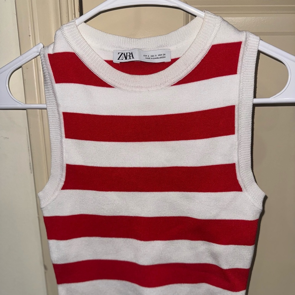 Zara Bold Red and White Striped Top